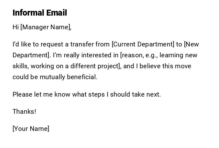 Informal Email Informal Email