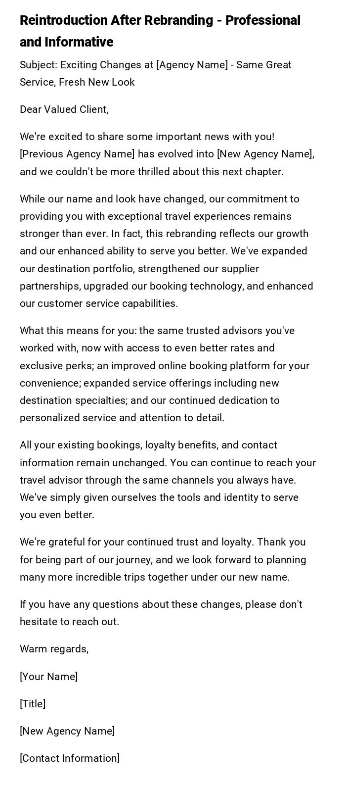 Reintroduction After Rebranding - Professional and Informative