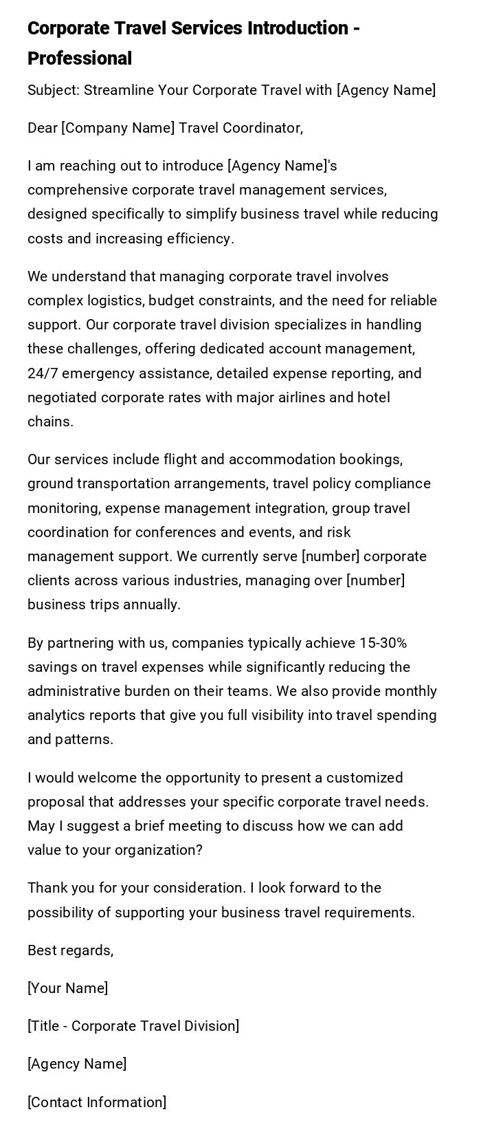 Corporate Travel Services Introduction - Professional