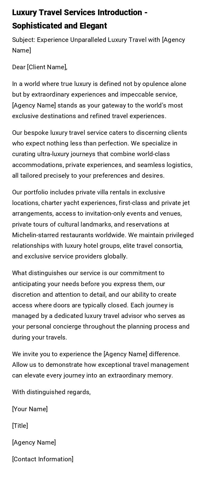 Luxury Travel Services Introduction - Sophisticated and Elegant