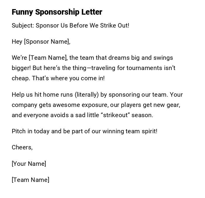 Funny Sponsorship Letter Funny Sponsorship Letter