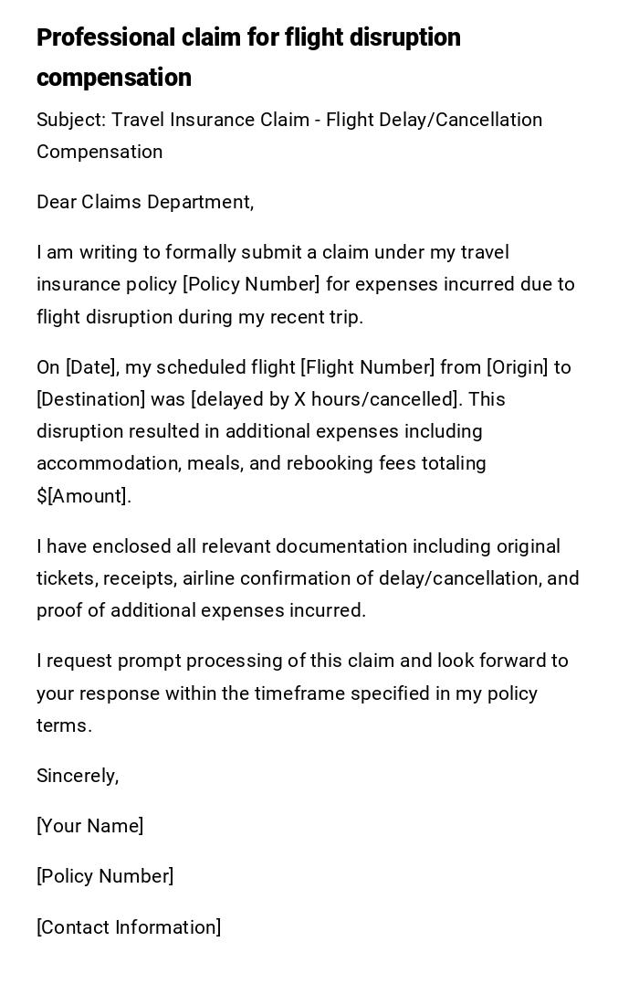 Professional claim for flight disruption compensation