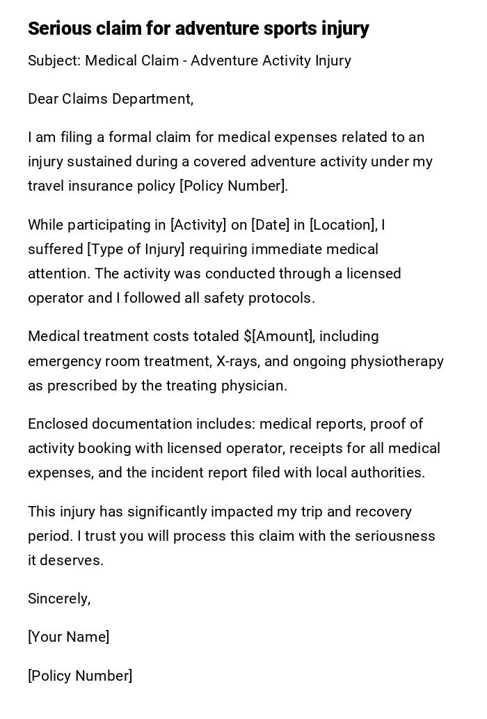 Serious claim for adventure sports injury