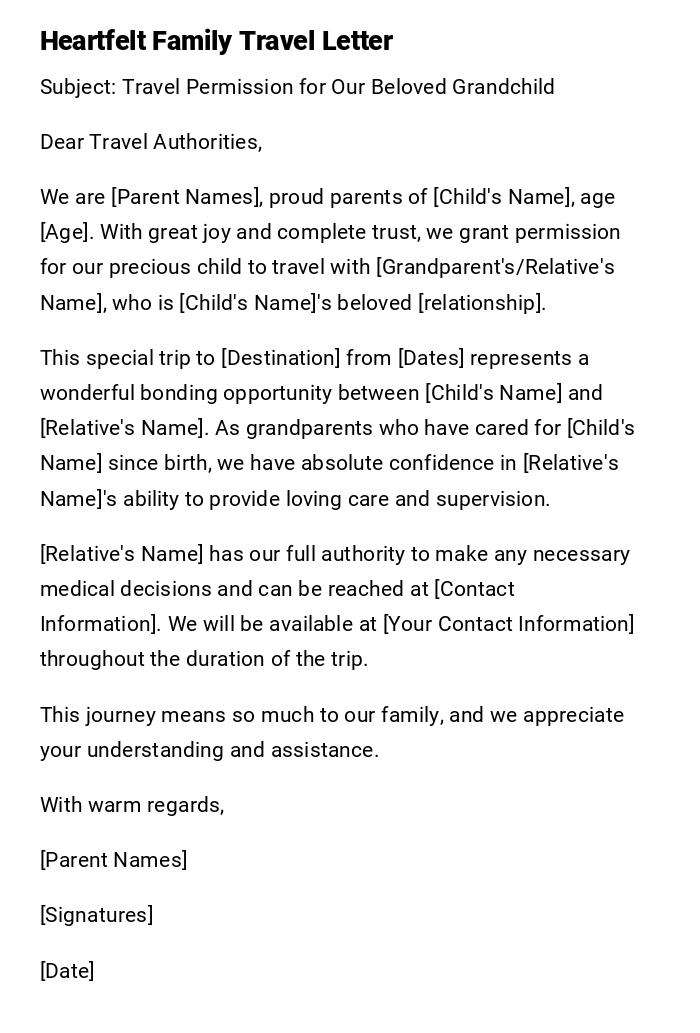 Heartfelt Family Travel Letter Heartfelt Family Travel Letter