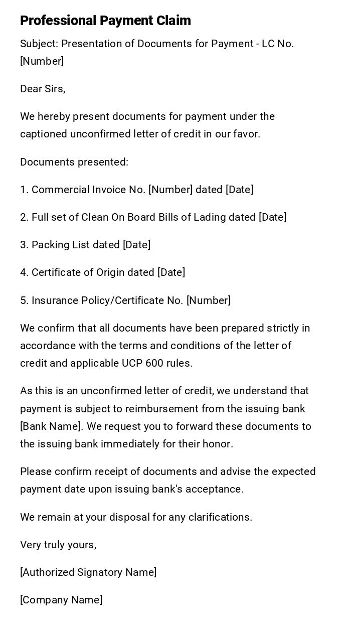 Professional Payment Claim Professional Payment Claim