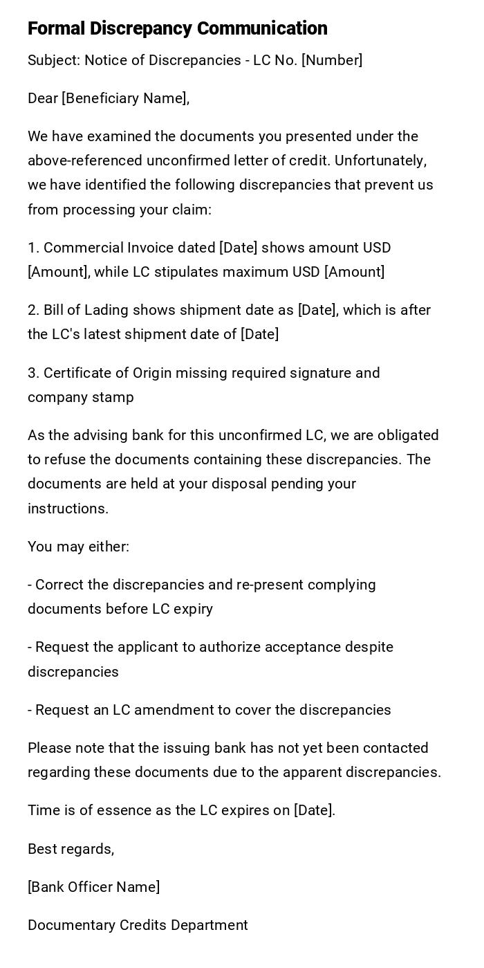 Formal Discrepancy Communication Formal Discrepancy Communication