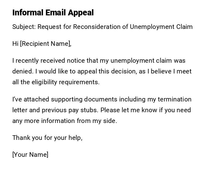 Informal Email Appeal Informal Email Appeal