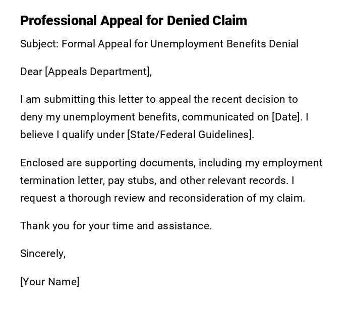 Professional Appeal for Denied Claim Professional Appeal for Denied Claim