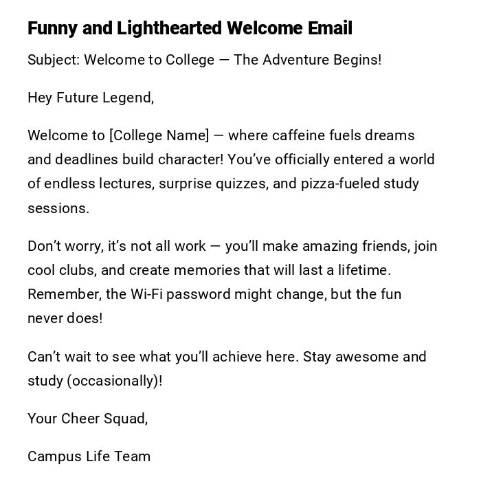 Funny and Lighthearted Welcome Email
