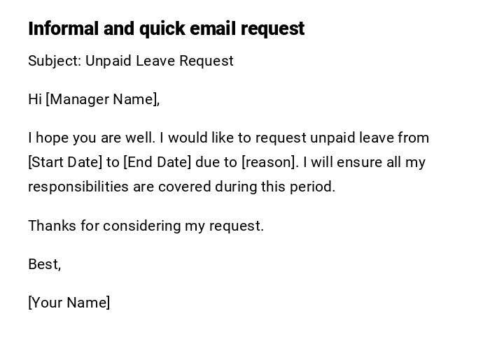 Informal and quick email request Informal and quick email request