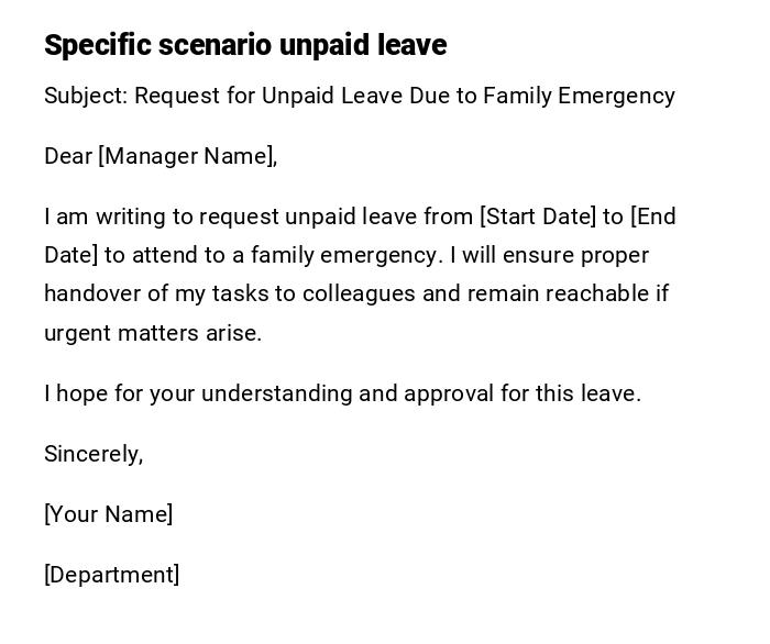 Specific scenario unpaid leave Specific scenario unpaid leave