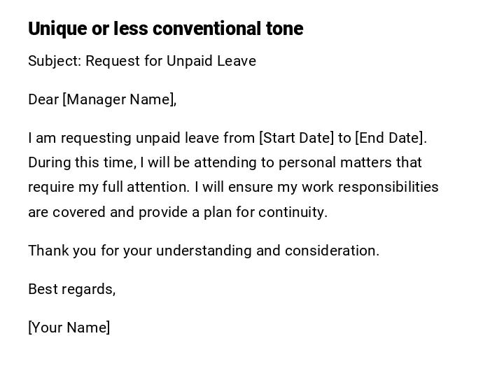 Unique or less conventional tone Unique or less conventional tone