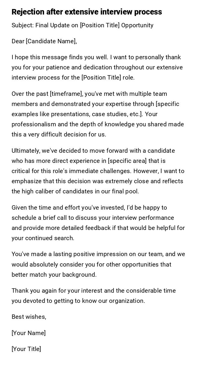 Rejection after extensive interview process Rejection after extensive interview process