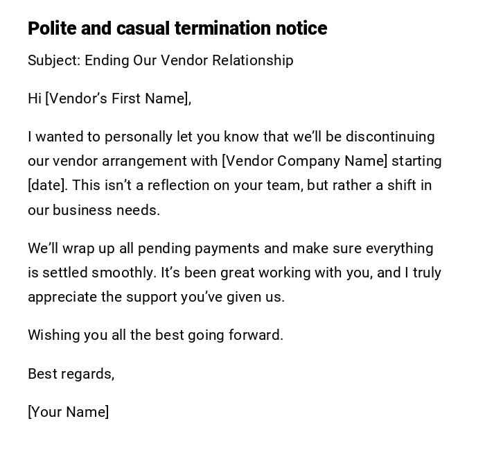 Polite and casual termination notice