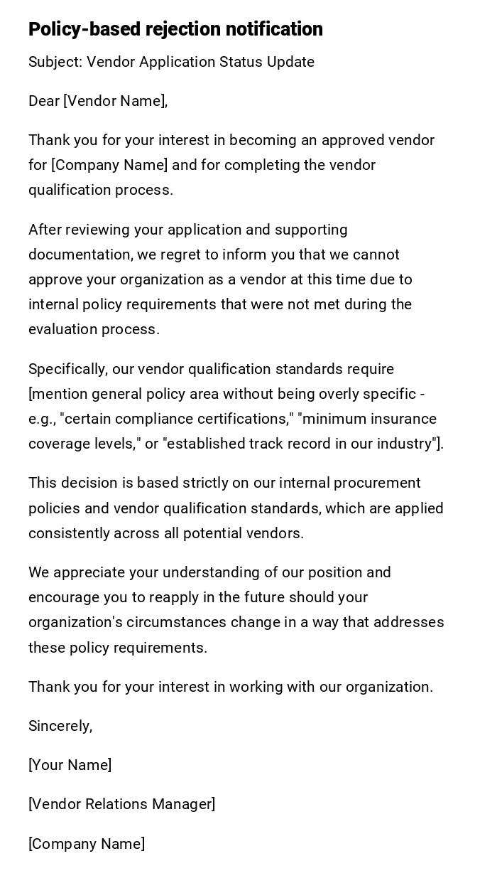 Policy-based rejection notification Policy-based rejection notification