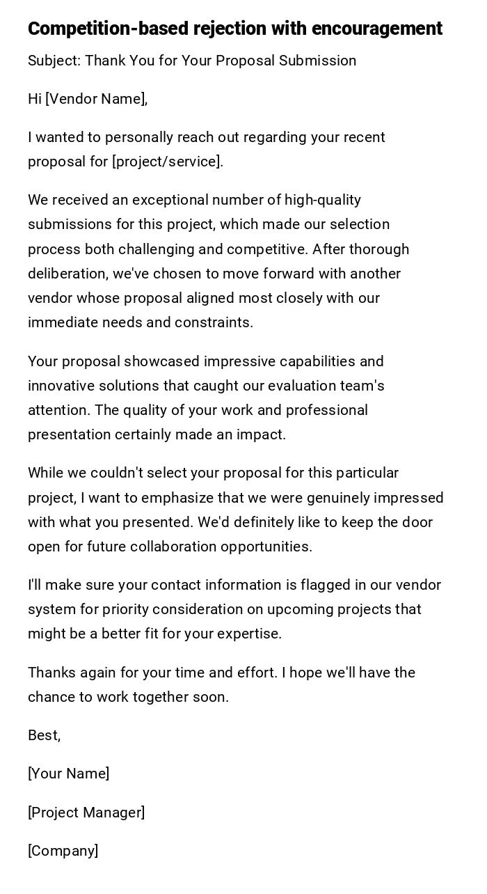 Competition-based rejection with encouragement Competition-based rejection with encouragement