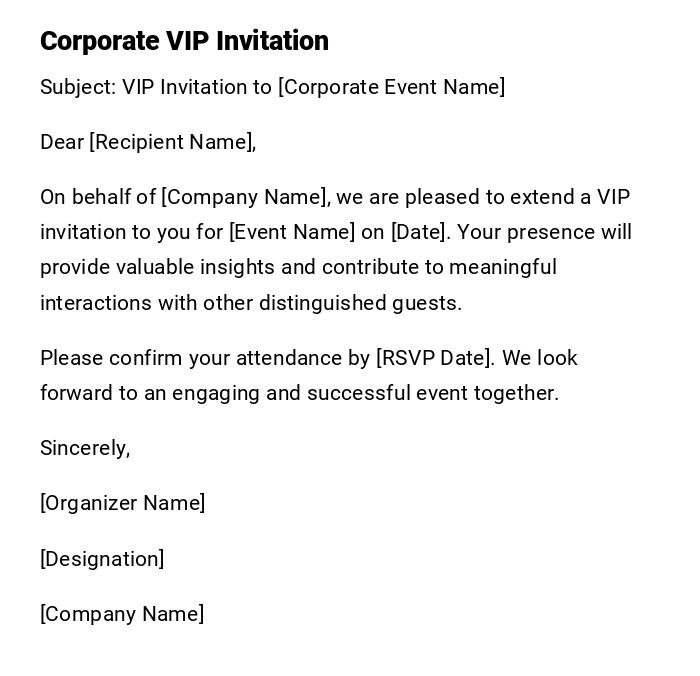 Corporate VIP Invitation