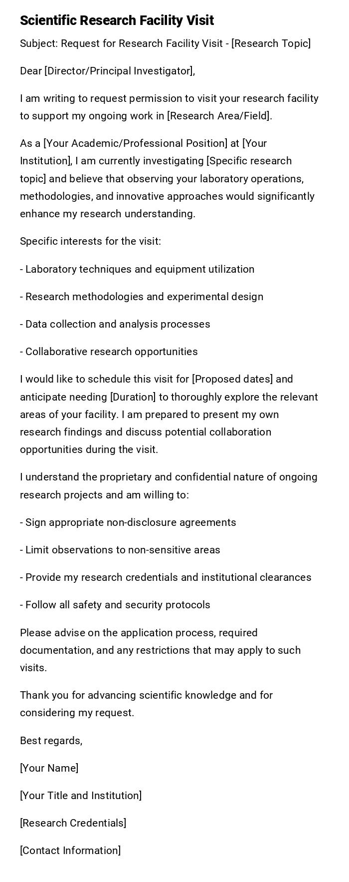 Scientific Research Facility Visit Scientific Research Facility Visit