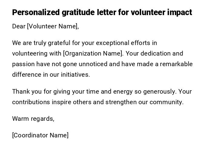 Personalized gratitude letter for volunteer impact Personalized gratitude letter for volunteer impact