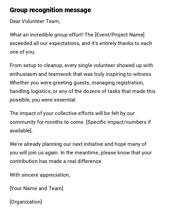 Group recognition message Group recognition message