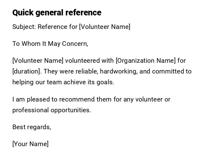 Quick general reference Quick general reference