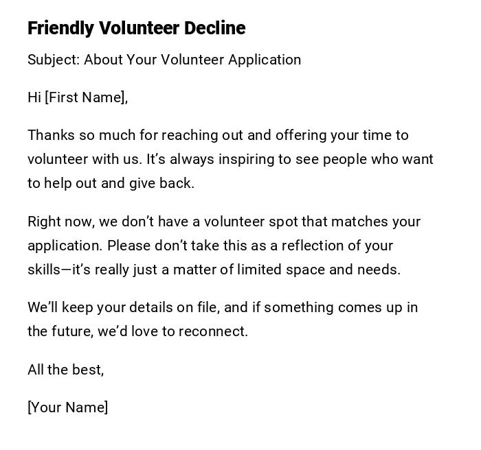 Friendly Volunteer Decline Friendly Volunteer Decline