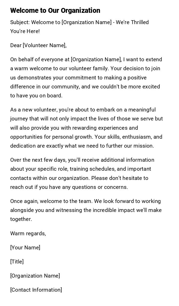 Welcome to Our Organization