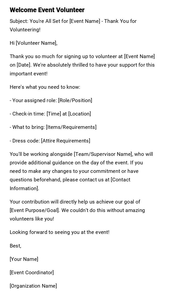 Welcome Event Volunteer