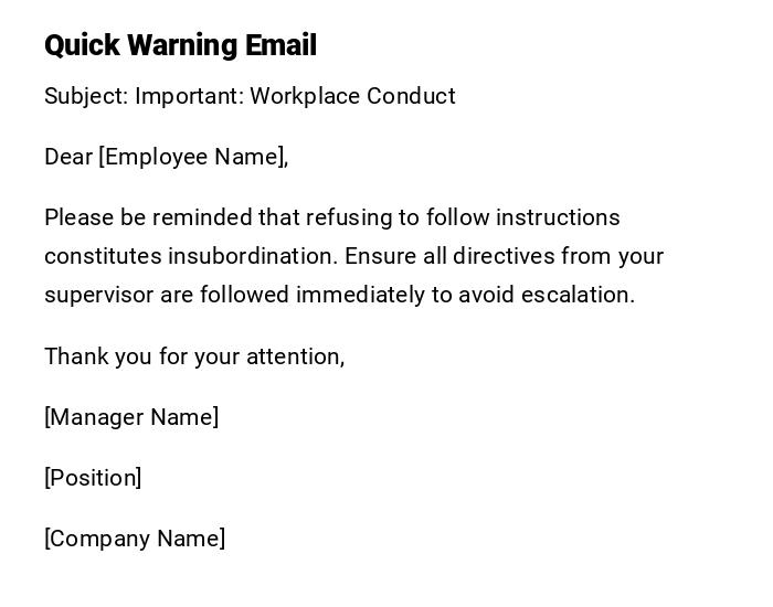 Quick Warning Email Quick Warning Email