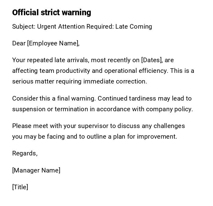 Official strict warning Official strict warning