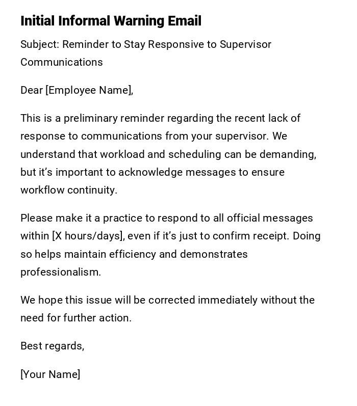Initial Informal Warning Email Initial Informal Warning Email