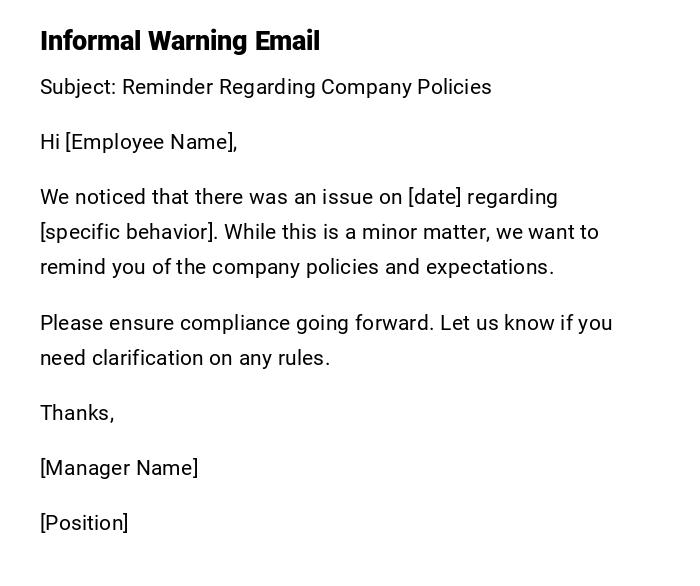 Informal Warning Email