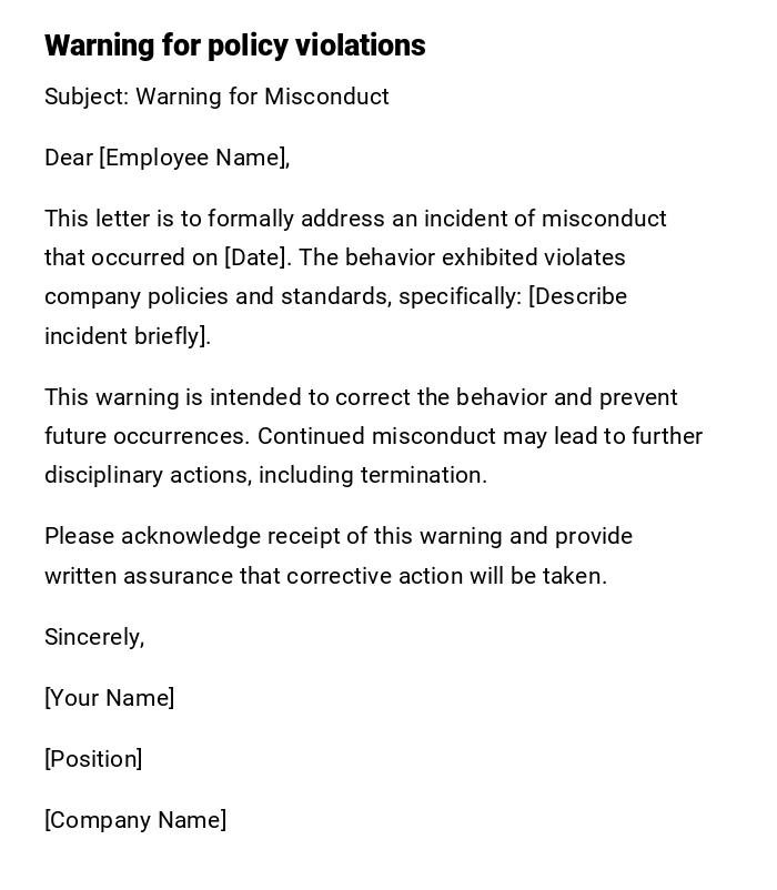 Warning for policy violations