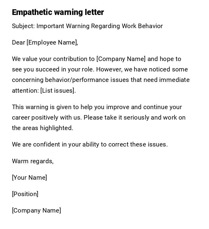 Empathetic warning letter