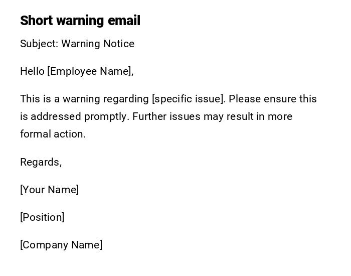 Short warning email