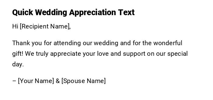 Quick Wedding Appreciation Text Quick Wedding Appreciation Text