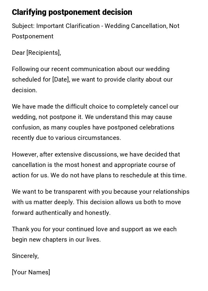Clarifying postponement decision Clarifying postponement decision
