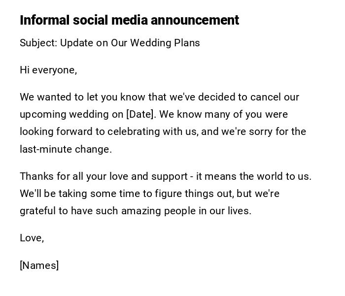 Informal social media announcement