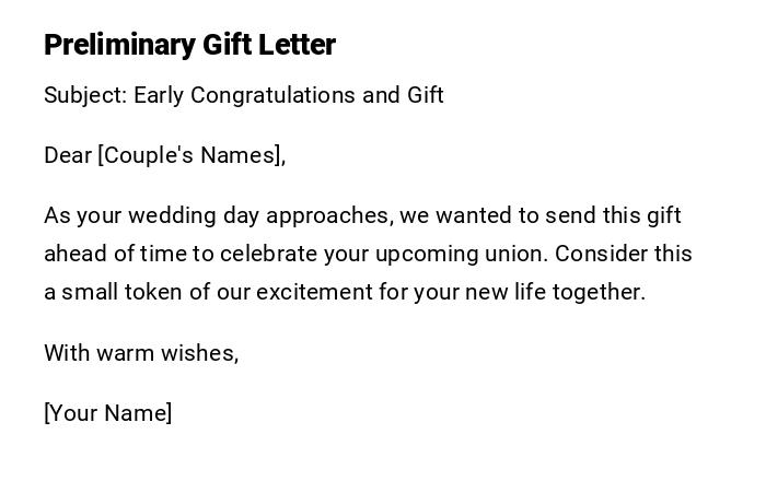 Preliminary Gift Letter