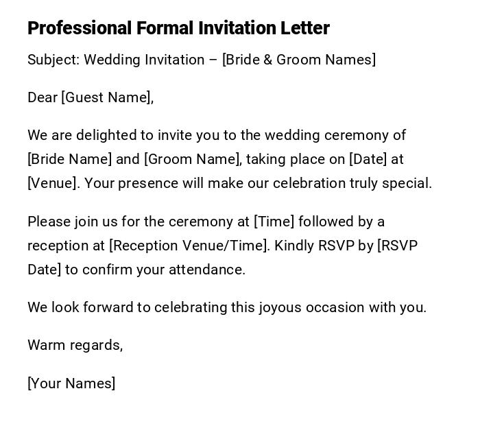 Professional Formal Invitation Letter Professional Formal Invitation Letter