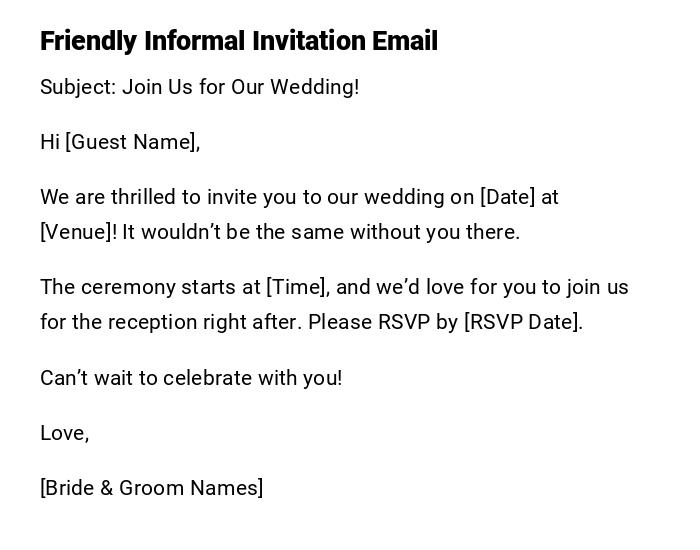 Friendly Informal Invitation Email Friendly Informal Invitation Email