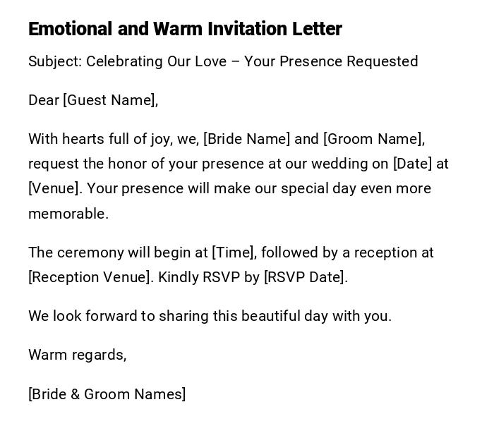Emotional and Warm Invitation Letter Emotional and Warm Invitation Letter