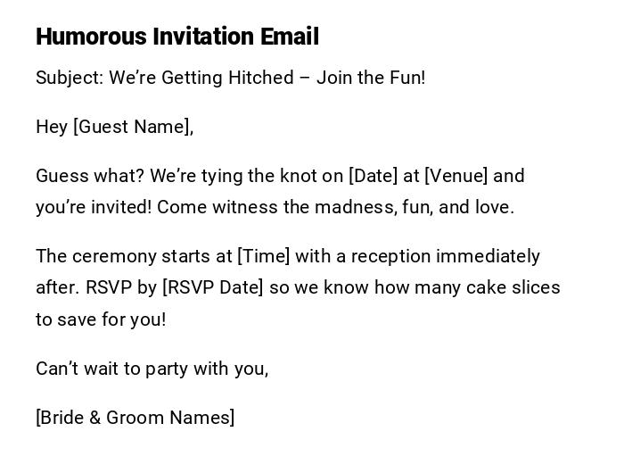 Humorous Invitation Email Humorous Invitation Email
