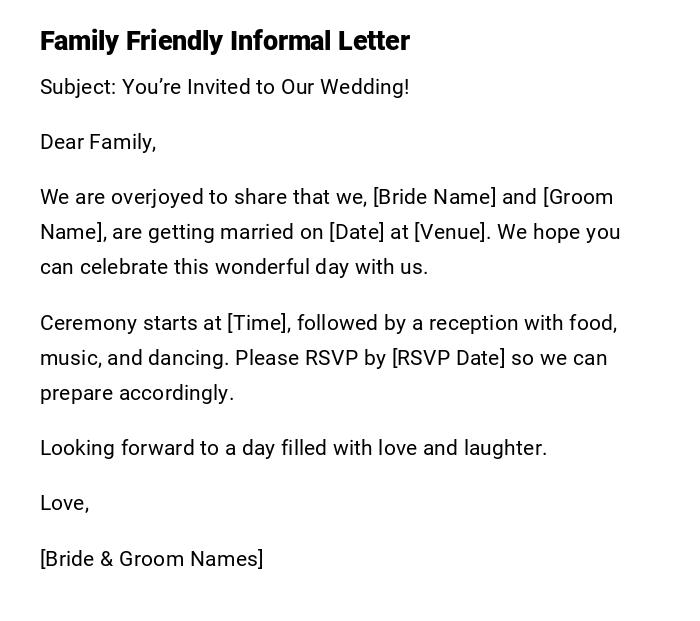 Family Friendly Informal Letter Family Friendly Informal Letter