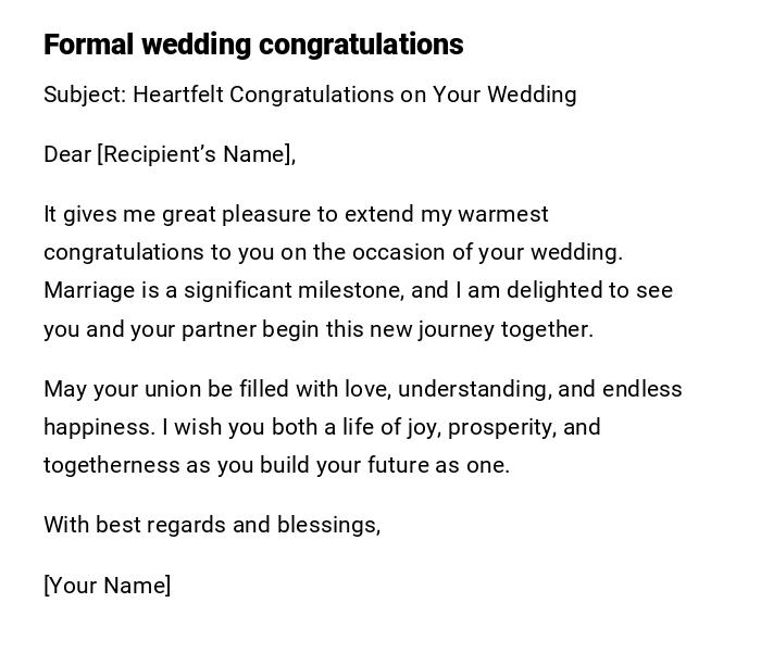 Formal wedding congratulations