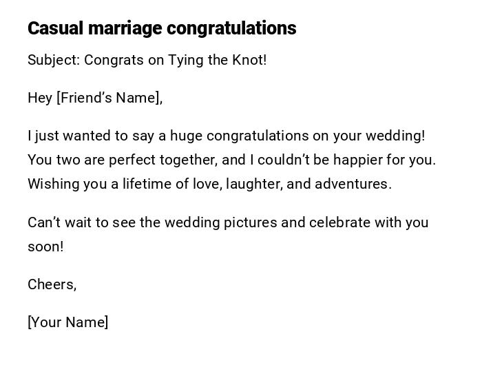 Casual marriage congratulations