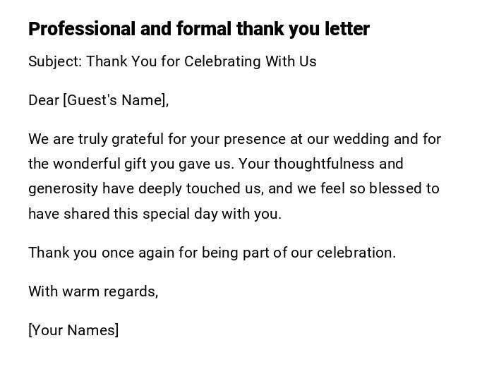 Professional and formal thank you letter Professional and formal thank you letter
