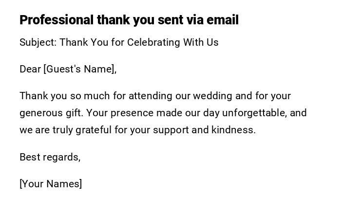 Professional thank you sent via email Professional thank you sent via email
