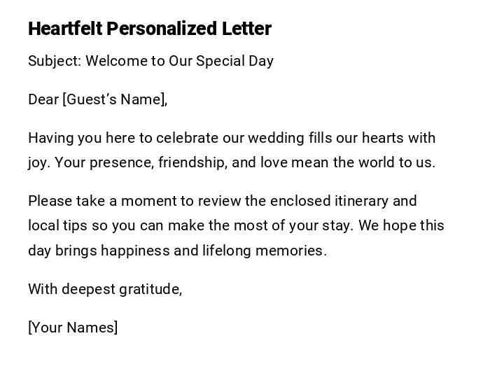 Heartfelt Personalized Letter Heartfelt Personalized Letter