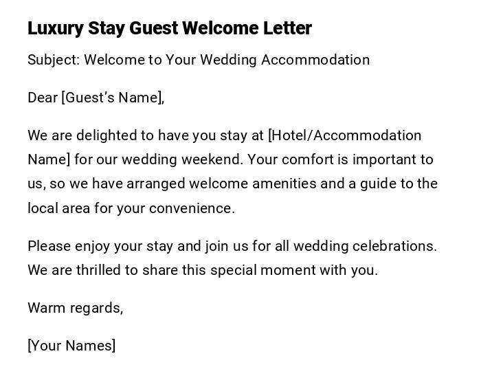 Luxury Stay Guest Welcome Letter Luxury Stay Guest Welcome Letter